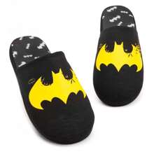 Batman Mens Distressed Logo Slippers (Black/Yellow) - Black - View 3