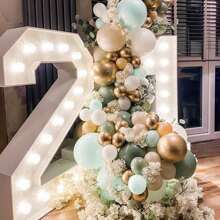 64/136 件，5 英寸 10 英寸 12 英寸 18 英寸鼠尾草绿色加厚乳胶气球花环拱门套装婚礼生日周年纪念圣诞派对装饰用品﻿ - 彩色 - 查看 7