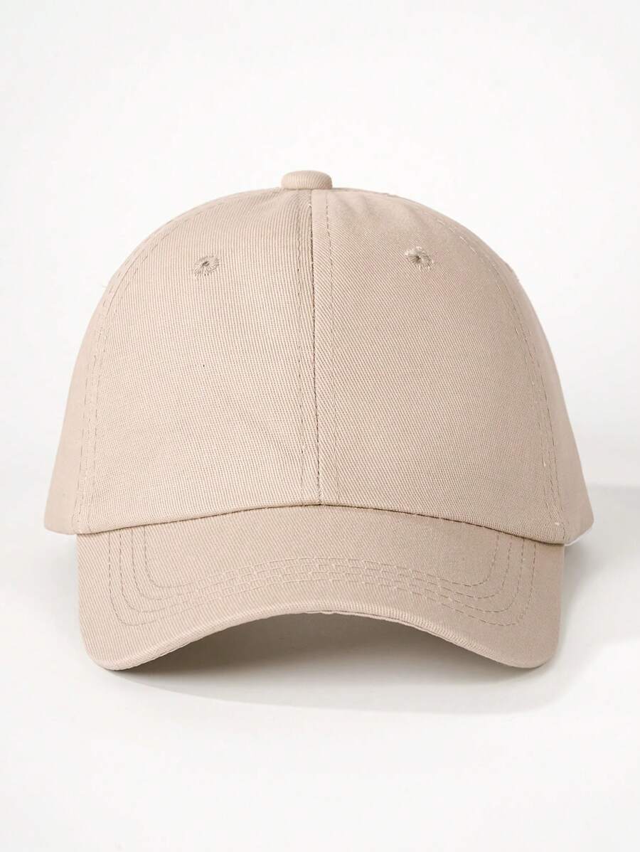 Men Plain Simple Visor Baseball Cap, Casual Everyday Wear - Light Khaki - View 1