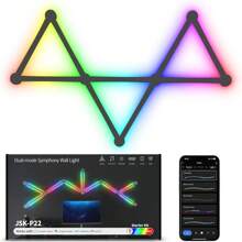 Smart WiFi LED Wall Lights, 16M+ Color Dimmable Gaming Light Works With Alexa And Assistant, Music Sync, DIY And Timer Feature, RGB Light Bars For Gaming Room, Bedroom (9 Pcs,Black) - Black - View 13