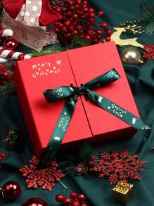 1 pezzo Scatola regalo di Natale, Set regalo di sciarpa rossa a doppio strato, Scatola regalo di Natale per caramelle, calze, Natale, San Valentino, Ringraziamento, scatola regalo per feste holiday