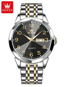 OLEVS. OLEVS Men's Watches Rhombus Mirror Original Quartz Watch For Man Waterproof Luminous Stainless Steel Wristwatch Male Date Week