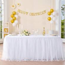 1 Peça Saia de Mesa de Tule Elegante e Romântica, Adequada para Mesas Redondas/Retangulares, Disponível nas Cores Rosa, Branco, Borgonha. Projetada para Cerimônias, Casamentos, Festas de Aniversário, Gato/Animal, Borboleta, Sereia, Revelação de Gênero, Mesas de Sobremesa, Banquetes de Hotel, Mesas de Conferência, Mesas de Hóquei no Gelo, Fornecedor