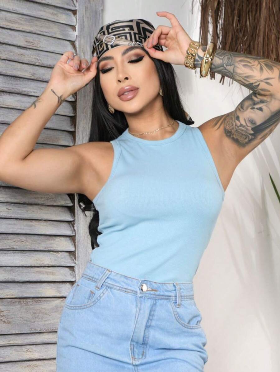 Women's Tank Top With TIGHT SUPLEX Various Ways To Wear - Summer Tank Top Fashion - One Size - Party, Perfect Fit, Sexy, Trend, Fashion, Blogger, Comfortable, Beautiful, Delicate, Basic, Occasional And Modern - 藍色 - 查看 1