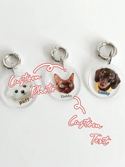 1pc Customized Acrylic Keychain, Personalized Keychain With Photo And Text, Pet Keychain, Round Keychain, Pet Memorial, Dog Cat Keychain, Gift For Boyfriend/Girlfriend, Husband/Wife, Father/Mother, Valentine's Day, Birthday, Anniversary, Father's Day, Mother's Day, Couples Gift, Unique Gift For Her/Him,Multi-Functional,Adjustable,Anti-Mold,Ornamental,Reusable,Engraved,Stainless,Exquisite,Adorable,High-Quality,Modern,Colorful,Cute,Comfortable,Stylish,Custom,Personalized,Unique,Ideal Gifts For Him,Ideal Gifts For Her,Boyfriend,Girlfriend,Dad,Mom,Family,Friends,Son,Daughter,School Students,Office,Tea Room,School,Home,Home With Accessible Solutions,Customized Key Hook,Warm Ambience