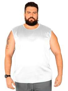 Regata Plus Size Machão Ombro Largo Masculino Extra Grande - Branco - Visão 1