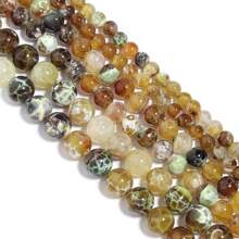 1pc Natural Amber, Fire Agate Bead Strand, 6/8/10mm Fashionable Handcraft DIY Loose Beads, Suitable For Bracelet, Necklace, Jewelry, Phone Chain, Keychain Wholesale - Amber Ice Spark Agate Beads - View 5