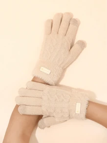 1 Pair Thickened Thermal Lined Gloves, Warm Winter Gloves, Simple & Versatile