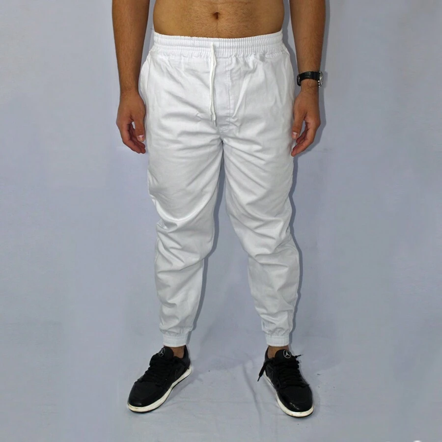 Men's Slim Basic Twill Jogger Pants - trắng - Xem 1