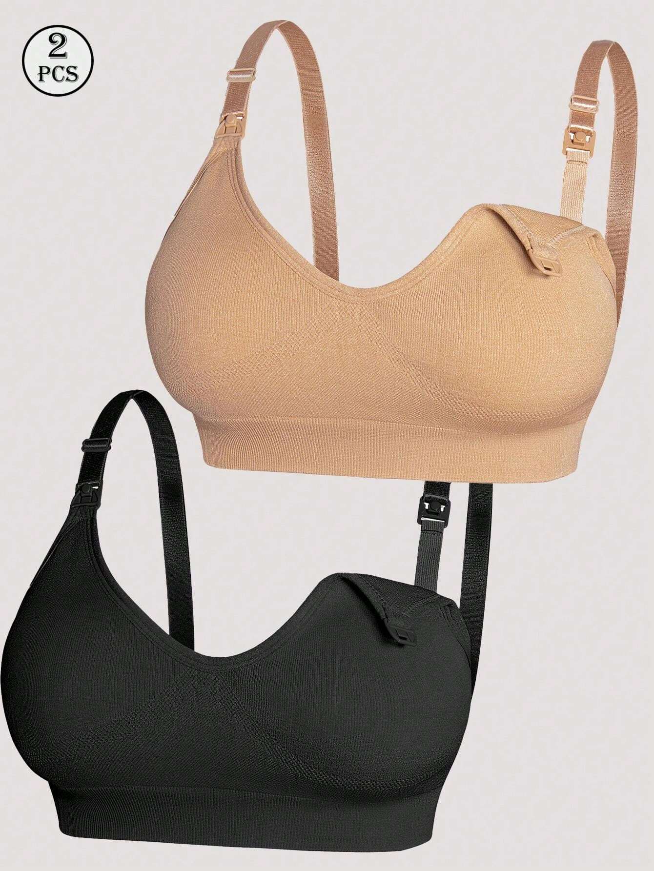 2pcs Maternity & Nursing Seamless Lace Wireless NoBuckle Breastfeeding