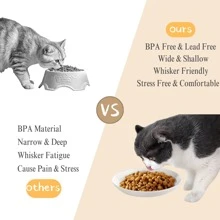 Set de 4 tazones de cerámica para gatos con diseños lindos, plato de bocadillos para gatos, adecuado para comida seca, húmeda y agua, set multipieza de alimentador para gatos, apto para gatos y perros pequeños, amigable para el bigote del gato para alimentación y bebida