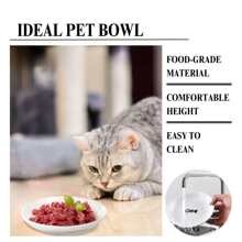 Set de 4 tazones de cerámica para gatos con diseños lindos, plato de bocadillos para gatos, adecuado para comida seca, húmeda y agua, set multipieza de alimentador para gatos, apto para gatos y perros pequeños, amigable para el bigote del gato para alimentación y bebida