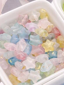 10g/Pack 10mm Shimmering Translucent Star Acrylic Beads - Smooth & Frosted Finish, Mixed Vibrant Colors - Perfect For Crafting & DIY Project - Pentagram - View 2