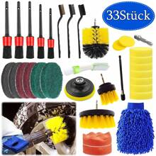 Auto Reinigungsset 33-Teilig, Aufbereitungsset für Innen & Außen, Felgenbürsten - Verschiedenfarbig - Übersicht 4