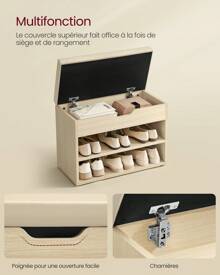 VASAGLE Shoe Changing Stool - Beige - View 2