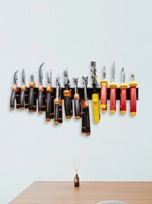 Solid Color Wall Mounted Hardware Tool Storage Rack, Heavy-Duty Floating Tool Iron Screwdriver Storage Rack (Excluding Tools) - Black - View 1