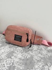 1pc Minimalist Solid Color Corduroy Sporty Fashion Crossbody Bag Fashionable Casual Outdoor Christmas Thanksgiving Fall Travel Winter Purse Gifts Holiday Storage Bag Messenger Bag Shoulder Bag Bum Bag Belt Bag Rider Bag Fanny Pack Christmas Gifts Merry Christmas Bag For Men Men Bag Waist Bag Chest Bag Cross Bag Travel Bag Sling Bag Side Bag Men Gifts Hiking Hiking Gifts For Men Student Large Capacity Multi-Functional Portable Dad Gifts Boyfriend Gifts Vacation Funny Gifts Chest Bag For Men Side Bags For Men Satchel Bag Leather Bag Hobo Bag Hip Bag Travel Essentials Holiday Essentials Summer Back To School - Pink - View 3