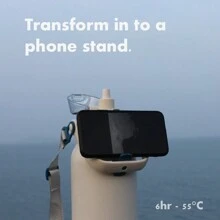 SHOTAY Bình giữ nhiệt cắm trại chân không dung tích lớn bằng thép không gỉ 1500ml/51,24oz, bình nước giữ nhiệt di động có tay cầm đôi có giá đỡ điện thoại ẩn, nắp chống rò rỉ mở một chạm và ống hút, giữ nóng/lạnh cho hoạt động ngoài trời, cắm trại, đi bộ đường dài, lái xe, du lịch - Màu be - Xem 9