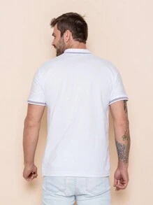 Men's Adult Cotton Polo Shirt - 白色 - 查看 3
