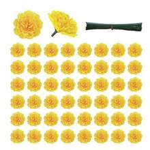 50 bông hoa hướng dương nhân tạo có thân, hoa lụa dùng trang trí Diwali, Ngày của người chết, trang trí mùa thu và ngày lễ nói chung, không có lông vũ, không theo mùa - Nhiều màu - Xem 4