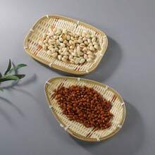 1 khay đựng trái cây/đồ ăn nhẹ bằng tre đan thủ công, giỏ nông hai màu, thích hợp cho trà, bánh ngọt, khách sạn, nhà bếp trang trại, trang trí bằng món tráng miệng và đồ ăn nhẹ - hoàn hảo cho các bữa tiệc, Giáng sinh, Halloween, Lễ tạ ơn - Màu Mù tạt vàng - Xem 7