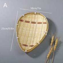 1 khay đựng trái cây/đồ ăn nhẹ bằng tre đan thủ công, giỏ nông hai màu, thích hợp cho trà, bánh ngọt, khách sạn, nhà bếp trang trại, trang trí bằng món tráng miệng và đồ ăn nhẹ - hoàn hảo cho các bữa tiệc, Giáng sinh, Halloween, Lễ tạ ơn - Màu Mù tạt vàng - Xem 2