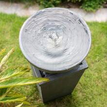 35.5" Polyresin Gray Zen Bowl Water Fountain, Outdoor Bird Feeder /Bath Fountains, Relaxing Water Feature For Garden Lawn Backyard Porch,FurniHub