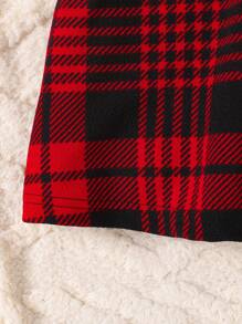 Young Girls Christmas Bow Decor Long Sleeve Round Neck Dress