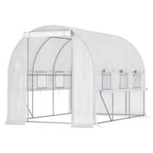 Outsunny 3 X 2 X 2m Polytunnel Greenhouse With Roll-Up Sidewalls, Door And 6 Mesh Windows, Walk In Green House With UV-Resistant PE Cover