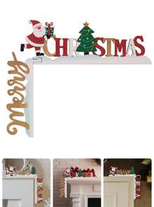 1pc Festive Christmas Door Frame Decor - Whimsical Snowman, Santa & Tree Design,Perfect For Holiday Home Decoration, Window & Wall Accents, Suitable For Home Office, Indoor Use, DIY Crafts, Home Decor, Offices Decor, Theme Party Decor, Christmas Decor