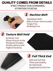 3 件黑色长直发束，14 英寸 16 英寸 18 英寸 22 英寸 26 英寸合成假发天然黑色直发合成接发三束适合女性日常佩戴或 - 黑色 - 查看 2