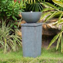 35.5" Polyresin Gray Zen Bowl Water Fountain, Outdoor Bird Feeder /Bath Fountains, Relaxing Water Feature For Garden Lawn Backyard Porch,FurniHub