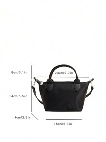 全新女士尼龙纯色单肩包、手提包、邮差包、斜挎包 - 黑色 - 查看 12