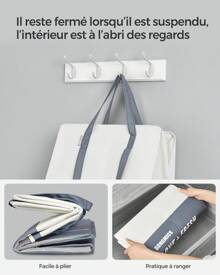 SONGMICS Grand Panier à Linge, 90L, Corbeille Linge 2 Compartiments, Tient Debout Tout Seul, Pliable, Double Poignée, pour Buanderie, Chambre, Salle de Bain, Bleu Foncé