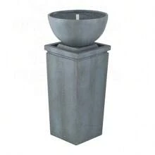 35.5" Polyresin Gray Zen Bowl Water Fountain, Outdoor Bird Feeder /Bath Fountains, Relaxing Water Feature For Garden Lawn Backyard Porch,FurniHub