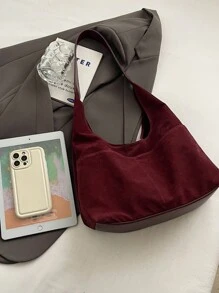 1 Túi vải da lộn đeo vai một bên dưới cánh tay có nhiều ngăn và túi nhỏ, thích hợp cho bé gái, phụ nữ, sinh viên đại học, người đi làm và nhân viên văn phòng, tuyệt vời cho công việc, kinh doanh, đi làm và đi học, ví da lộn - Màu Đỏ Sâu - Xem 6