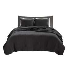 Gracie Mills Becker Reversible Quilt Set Cotton Twin Gray GRACE-3472 Shams 3pc - màu đen - Xem 2