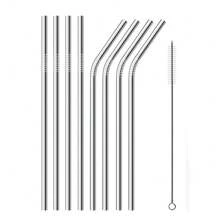 9Pcs/Set Stainless Steel Straws 215*6MM Reusable Metal Drinking Straws Metal Straws For Mugs Tumblers Party