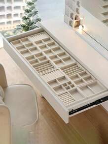 1/5 件天鹅绒珠宝托盘，可堆叠珠宝收纳展示托盘，简易法兰绒珠宝架盒，桌面珠宝收纳展示托盘，抽屉式珠宝收纳展示托盘，多功能珠宝收纳盒，小型珠宝托盘收纳盒套装，珠宝收纳盒托盘，戒指收纳盒，抽屉式珠宝托盘收纳 - 米色 - 查看 2