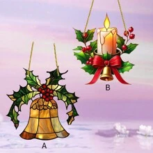 1 Chiếc, Chuông Giáng Sinh Acrylic, Đế Đựng Nến Giáng Sinh, Có Lá Và Quả Holly, Phong Cách Kính Sơn 2D, Hoàn Hảo Cho Trang Trí Nhà Cửa Và Vườn, Đồ Trang Trí Treo Phù Hợp Cho Mọi Mùa - Nhiều màu - Xem 9