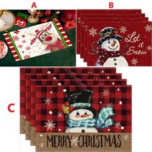 1/4/8 miếng lót đĩa chủ đề Giáng sinh có thể tái sử dụng, miếng lót bàn ăn bằng vải lanh có thể giặt được, đồ trang trí bàn ăn nhà bếp tại nhà, bảo vệ bề mặt bàn, thích hợp cho các buổi tụ họp gia đình và bạn bè - Nhiều màu - Xem 2