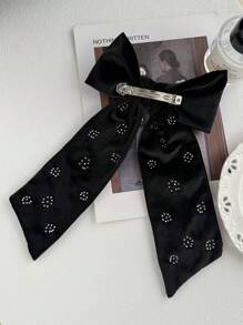 1 kẹp tóc nơ ngọc trai cổ điển thời trang phụ kiện tóc thanh lịch cá nhân - màu đen - Xem 5