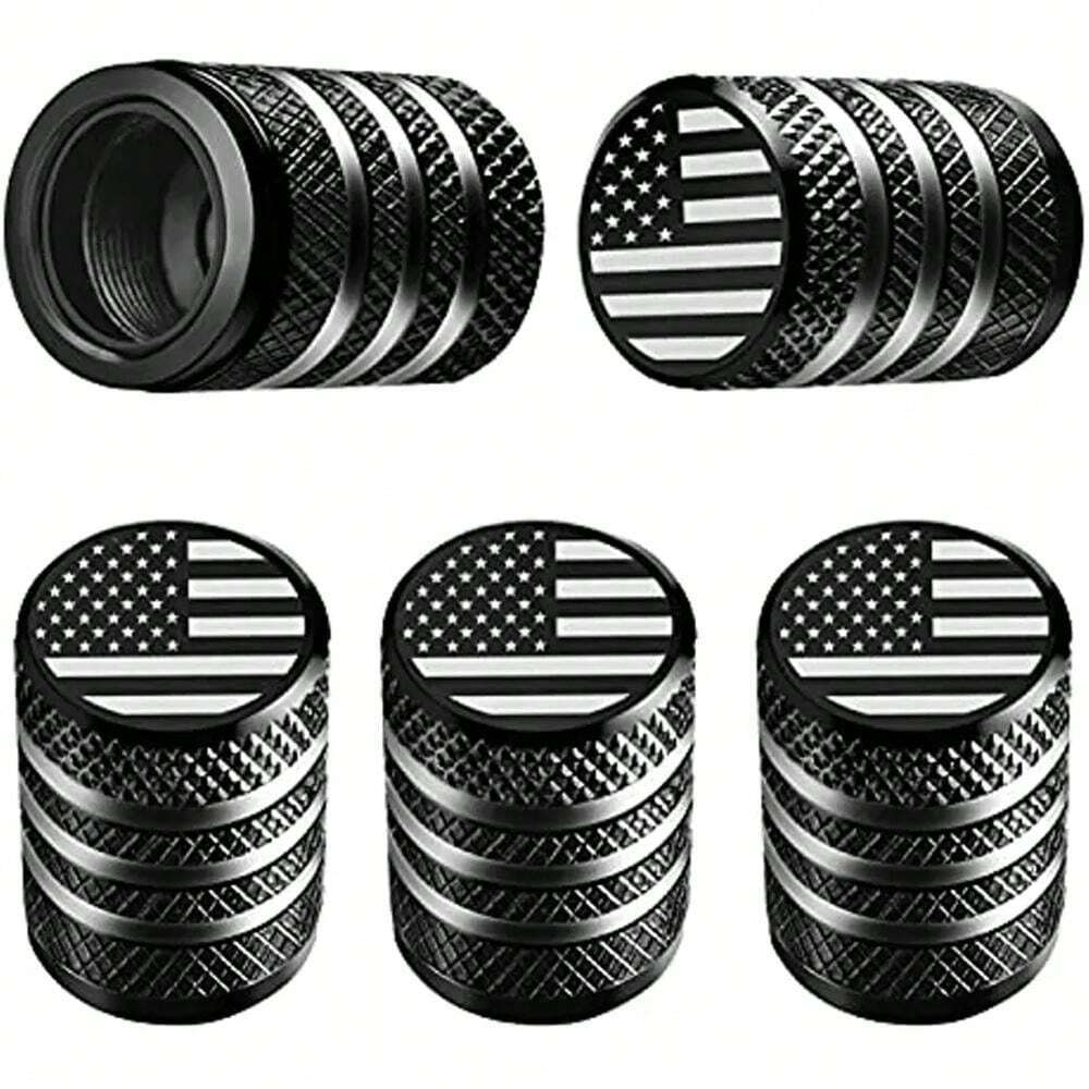 5pcs Tire Valve Stem Cap Cover, Tire Air Cap Metal With Plastic Liner