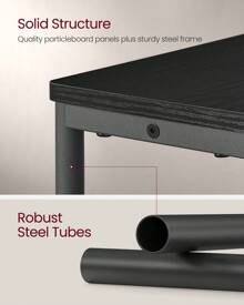 VASAGLE Slim Side Table With Charging Station, 3-Tier Narrow Bedside Table, End Table For Small Spaces, Magazine Rack, For Living Room, Bedroom, Study, Ebony Black And Ink Black - UK Plug(220-240V) - View 4