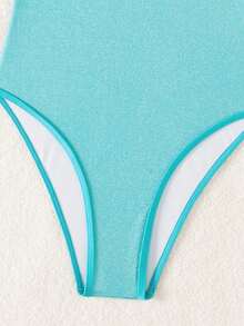 女士纯色无袖修身休闲时尚性感连体泳衣，夏季海滩度假