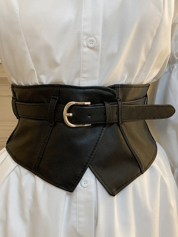 1 Cinturón de piel de poliuretano de unicolor retro y elegante apto para uso diario en todas las estaciones