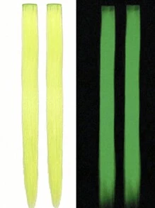 10/20 sztuk Luminous Clip-In Syntetyczne Przedłużki Włosów 20 Calowe Kolorowe Fluorescencyjne Świecące W Ciemności Neonowe Dodatki Do Włosów, Łatwy W Noszeniu Projekt Klipsa, Gładka I Miękka Tekstura Codzienny Modny Akcesorium Damskie Na Imprezy Halloween Nowy Rok