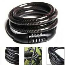 Heavy Duty Strong Motorcycle 4 Digital Code Mountain Bike Cycle Security Chain Padlock Fixed Password Anti-Theft Lock - Black - View 1