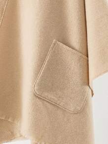 1 chiếc áo choàng Poncho trùm đầu màu trơn cho nữ có túi, thiết kế đơn giản, phù hợp với mọi phong cách du lịch Châu Âu và Châu Mỹ - Màu be - Xem 3