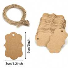 100 个带孔空白牛皮纸标签 - 婚礼派对装饰礼品标签、学校文具吊牌、节日用品装饰品，包括 20 米/787 英寸黄麻绳，耐用多用途，适合所有年龄段